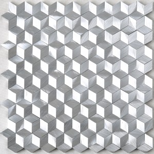 3D 효과 다이아몬드 모양 실버 화이트 알루미늄 육각 모자이크 타일 장식 벽에 대 한